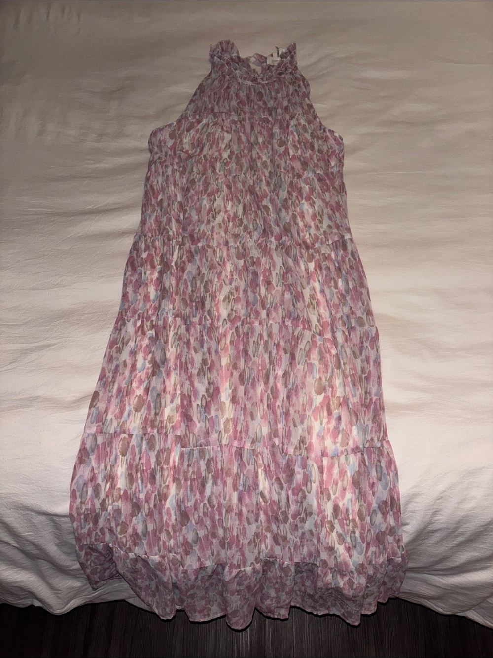 entro Pink & Lavender Printed Tiered Maxi Dress
